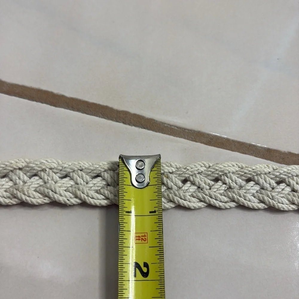 Braided Cream Colored Belt with Gold Hardware. Vintage. Boho Y2K